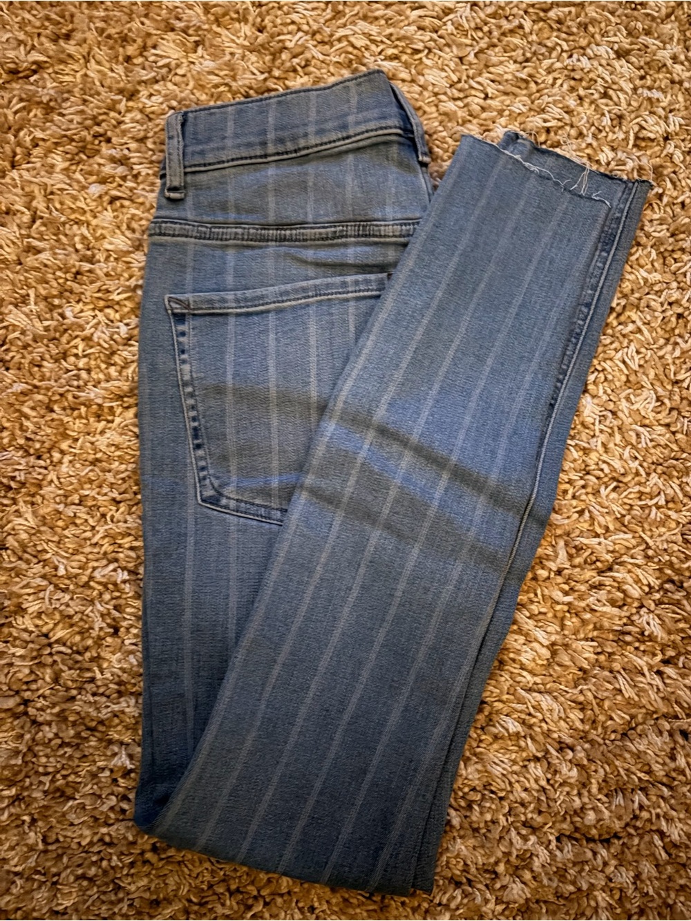 Express Women's Blue Pinstripe Skinny Jeans